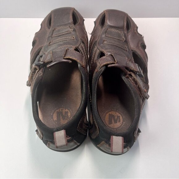 Merrell Men's Brown Leather Sandals - Picture 2 of 4